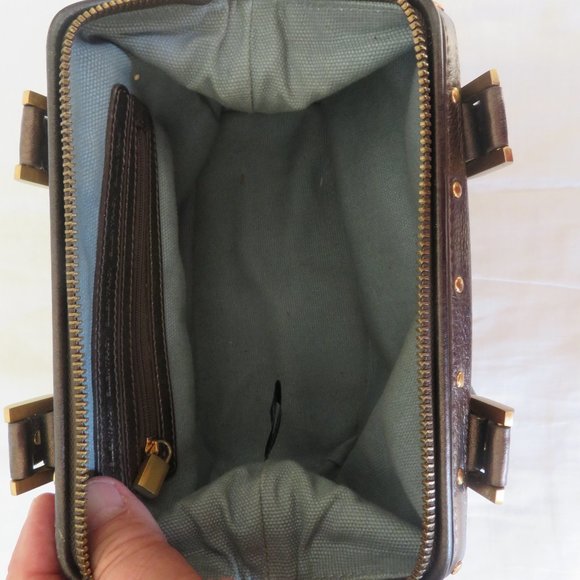 Ellen Tracy COPPER COLOR with Gold Trim Leather Handbag - Picture 9 of 11